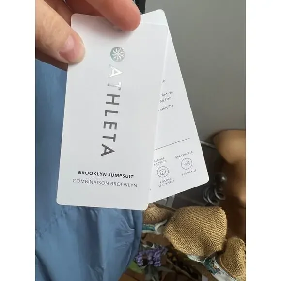 Athleta Brooklyn Jumpsuit Light blue athletic jumpsuit 14-NWT - Picture 8 of 11